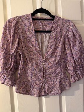 Free People linen floral print top XS 🌼